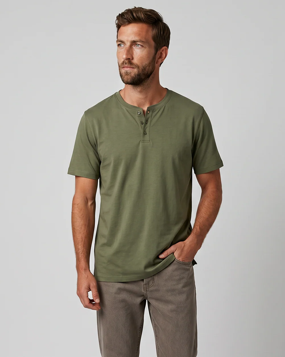 Sweat Defender Henley - Green - Image 4