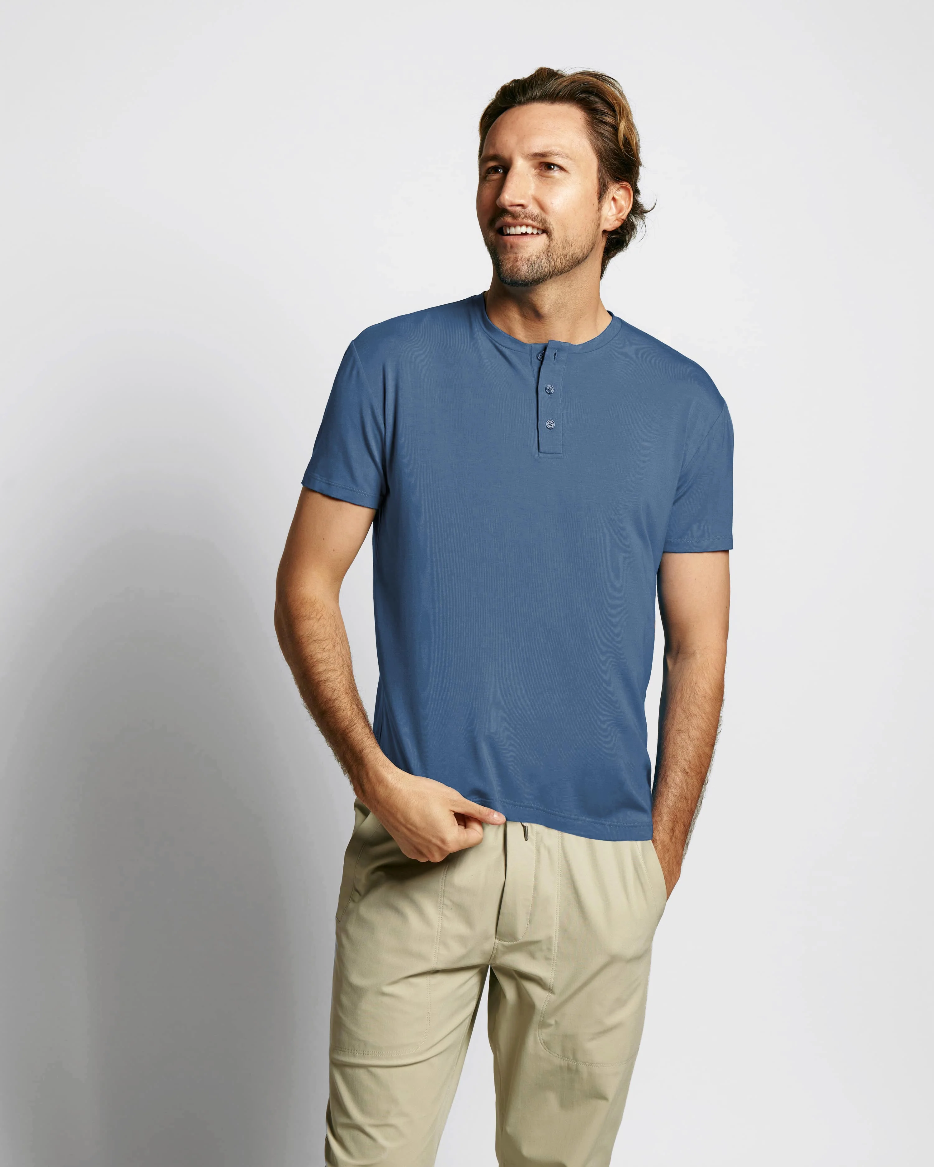 Sweat Defender Henley - Marine Blue - Image 3