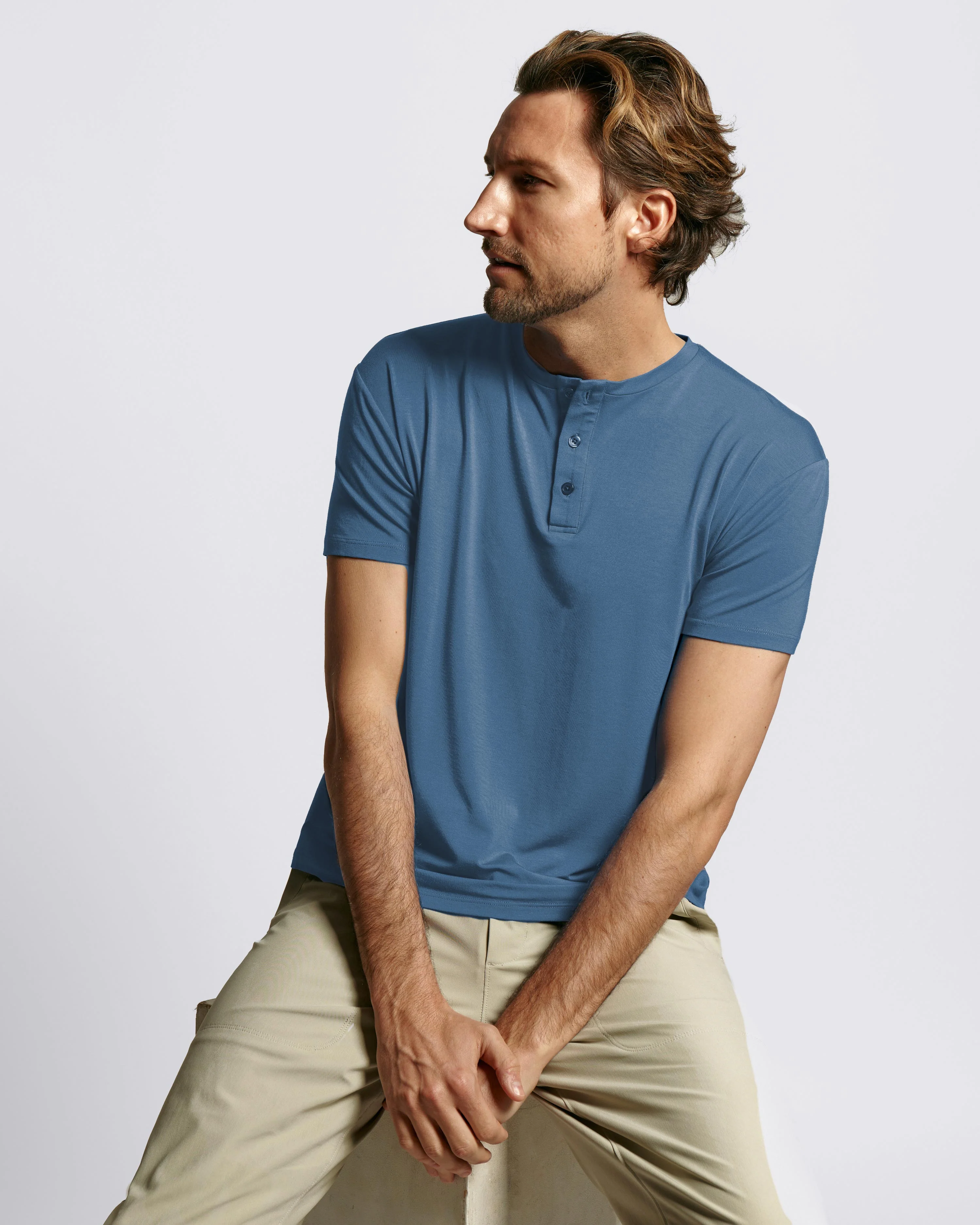 Sweat Defender Henley - Marine Blue - Image 6
