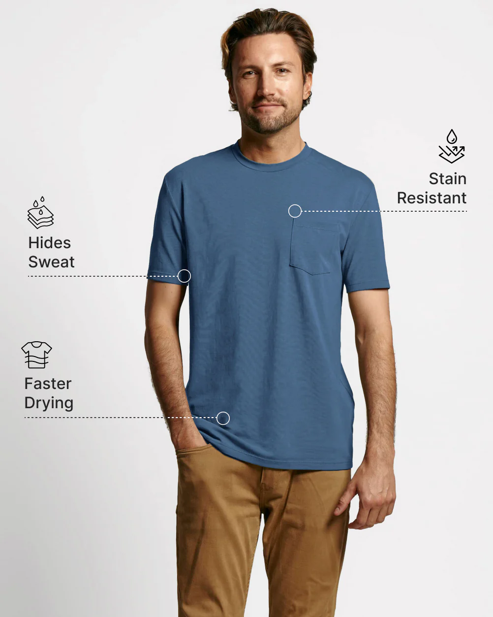 Sweat Defender Pocket Tee - Marine Blue - Image 2